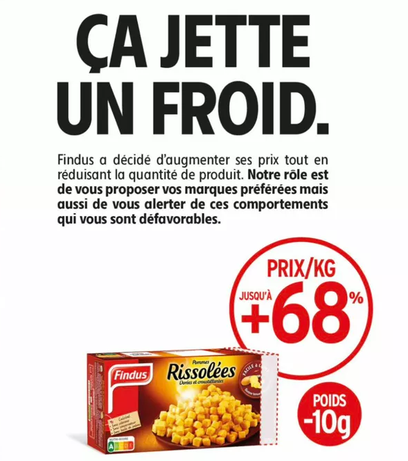Une affiche Intermarché dénonçant les pratiques de Findus. Source : Le Figaro.