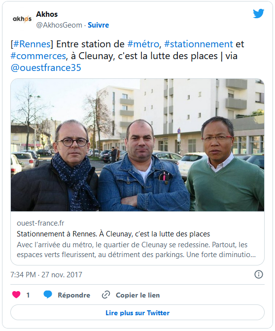 Rennes : entre station de métro, stationnement et commerces à Cleunay, c'est la lutte des places (lien vers article Ouest France)